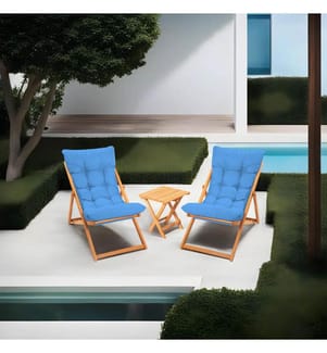 Gartentisch & Stühle Set (3 Stück) - Blau Natur