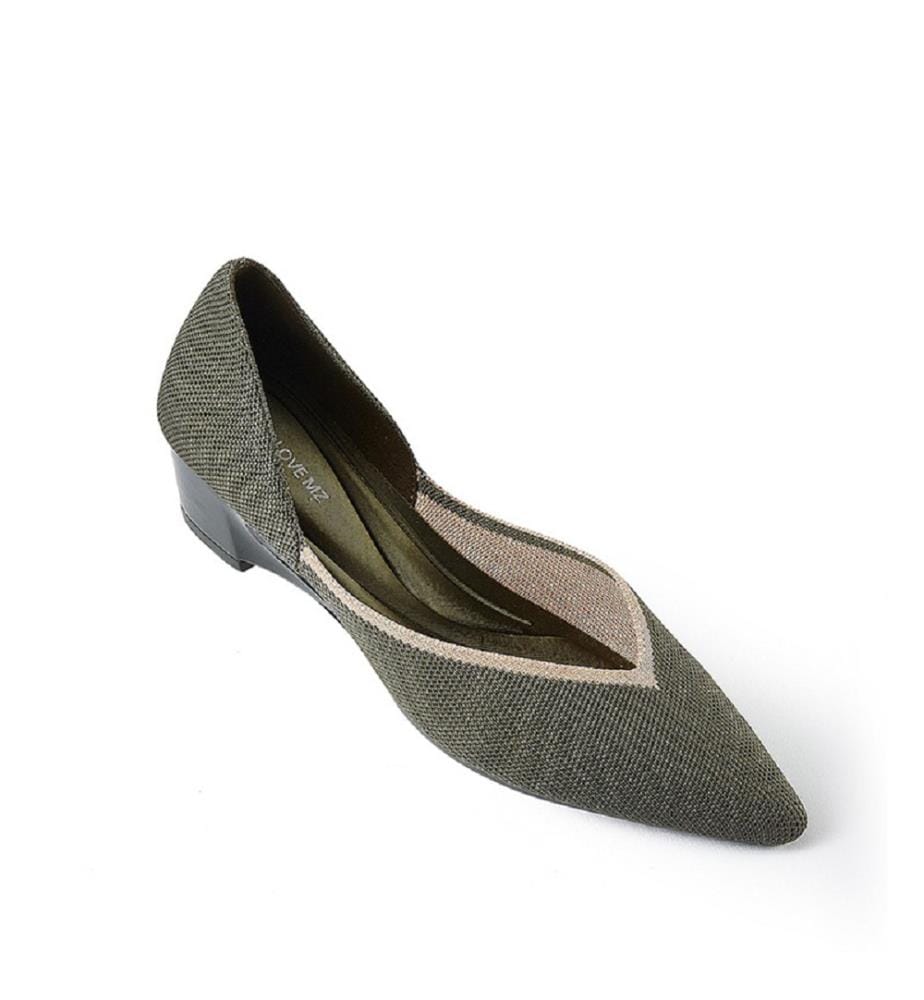 Ballerines à talon coeur - Olive