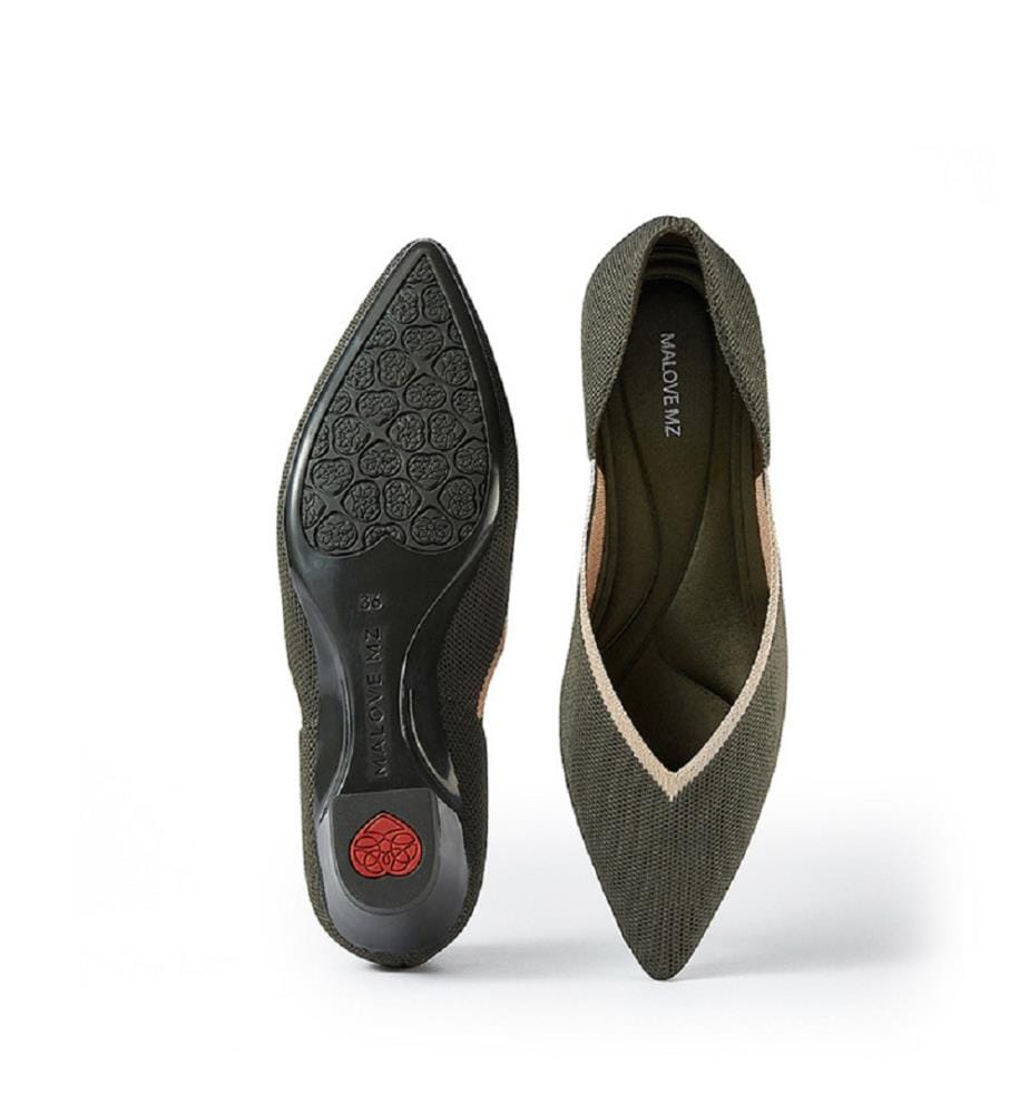 Ballerines à talon coeur - Olive