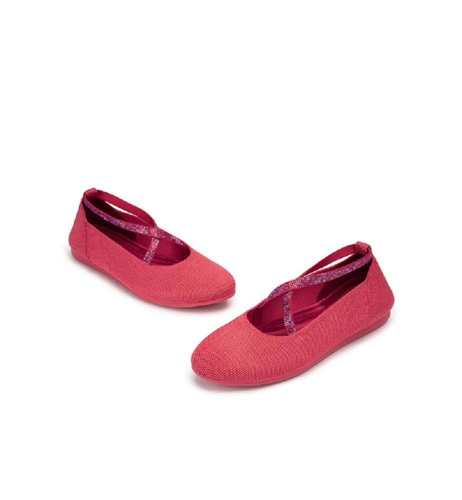 Ballerinas with rhinestone straps - Watermelon