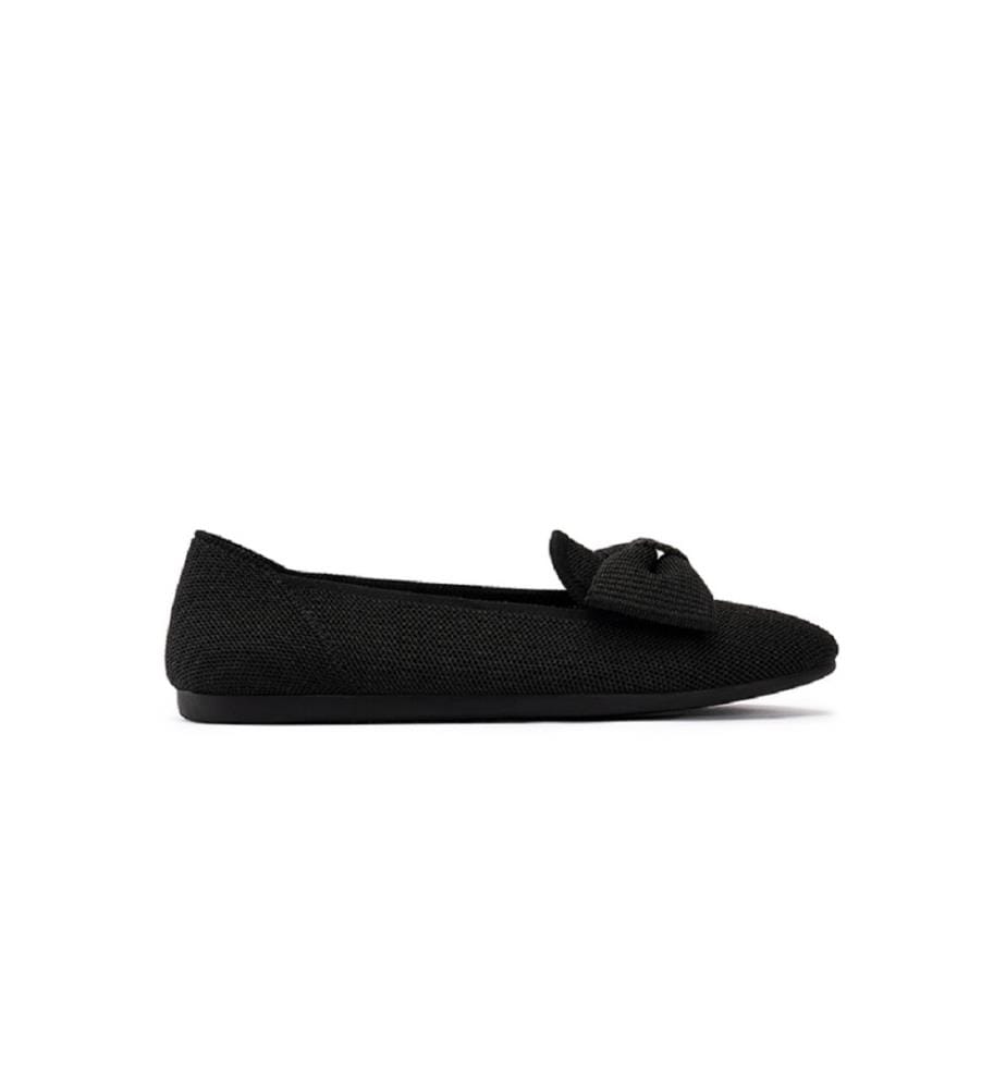 Knitted loafers with bow - Black