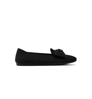 Knitted loafers with bow - Black