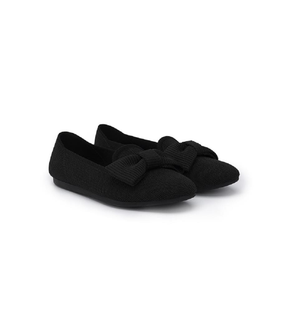 Knitted loafers with bow - Black