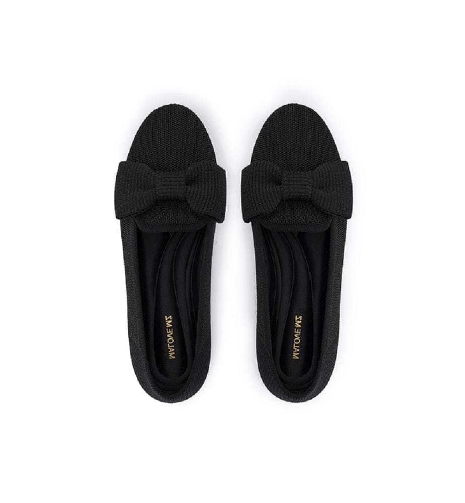 Knitted loafers with bow - Black
