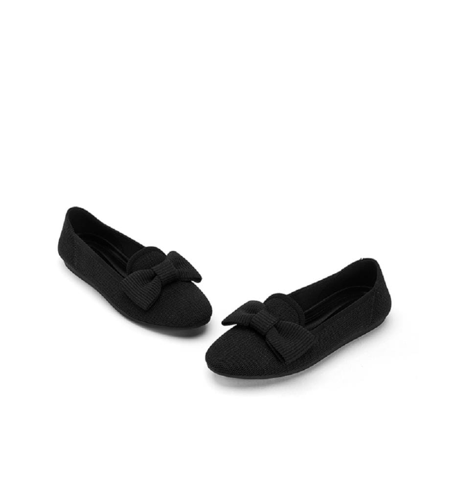 Knitted loafers with bow - Black