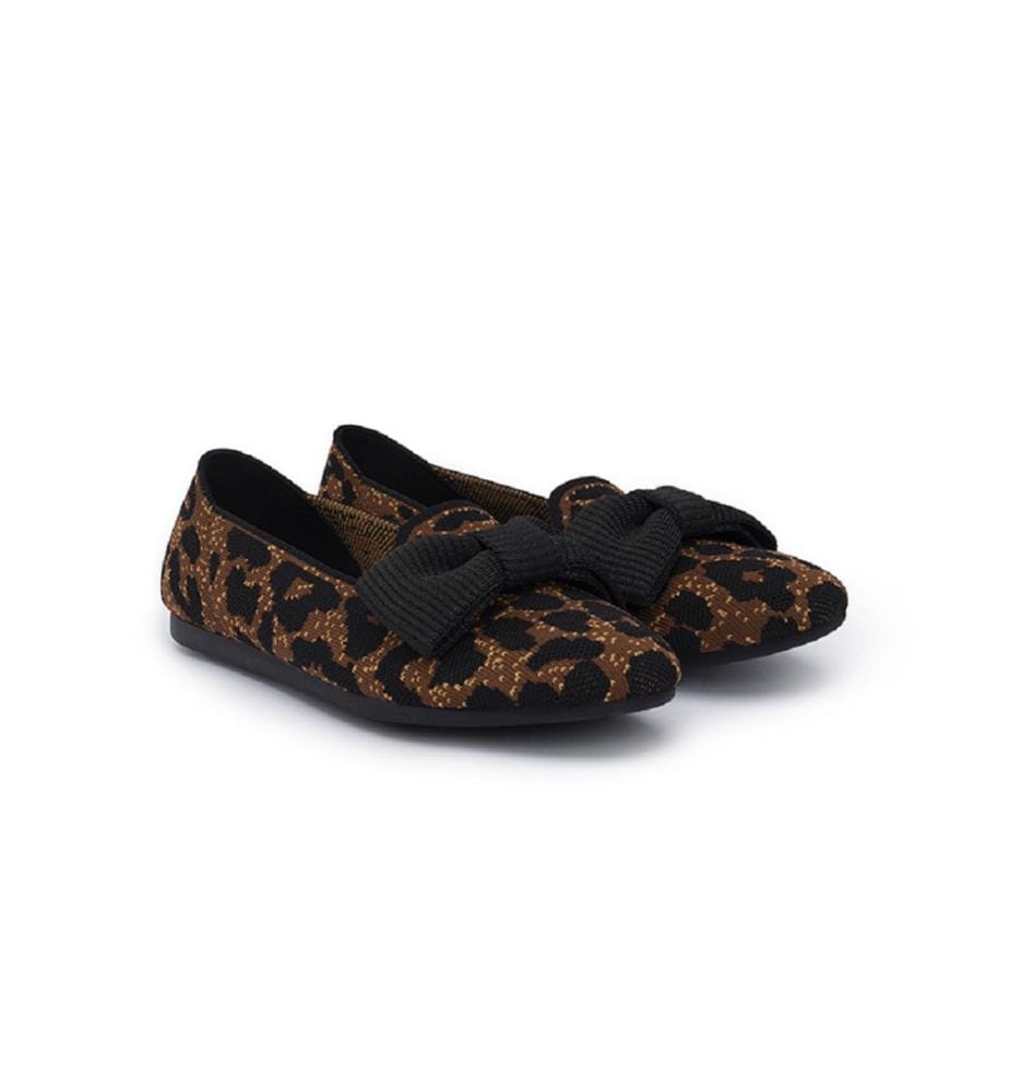 Mocassini in maglia con fiocco - Leopard