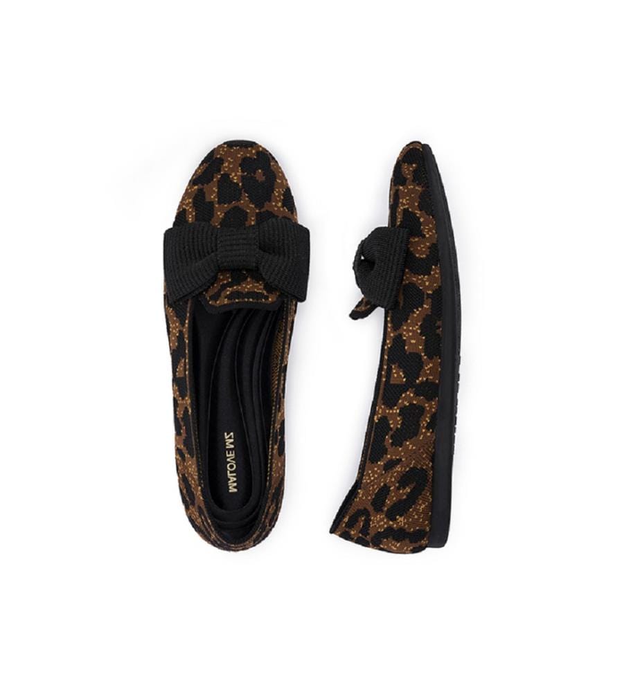 Mocassini in maglia con fiocco - Leopard