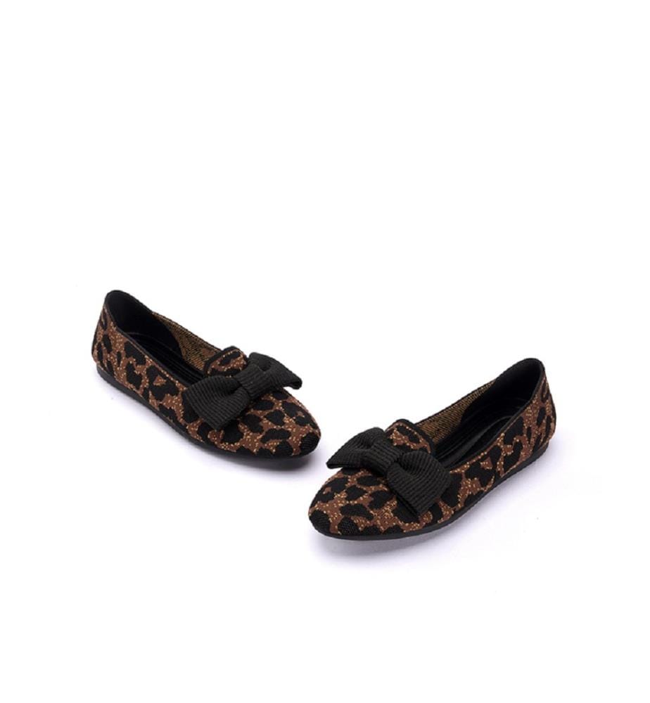 Mocassini in maglia con fiocco - Leopard