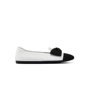 Knitted loafers with bow - White