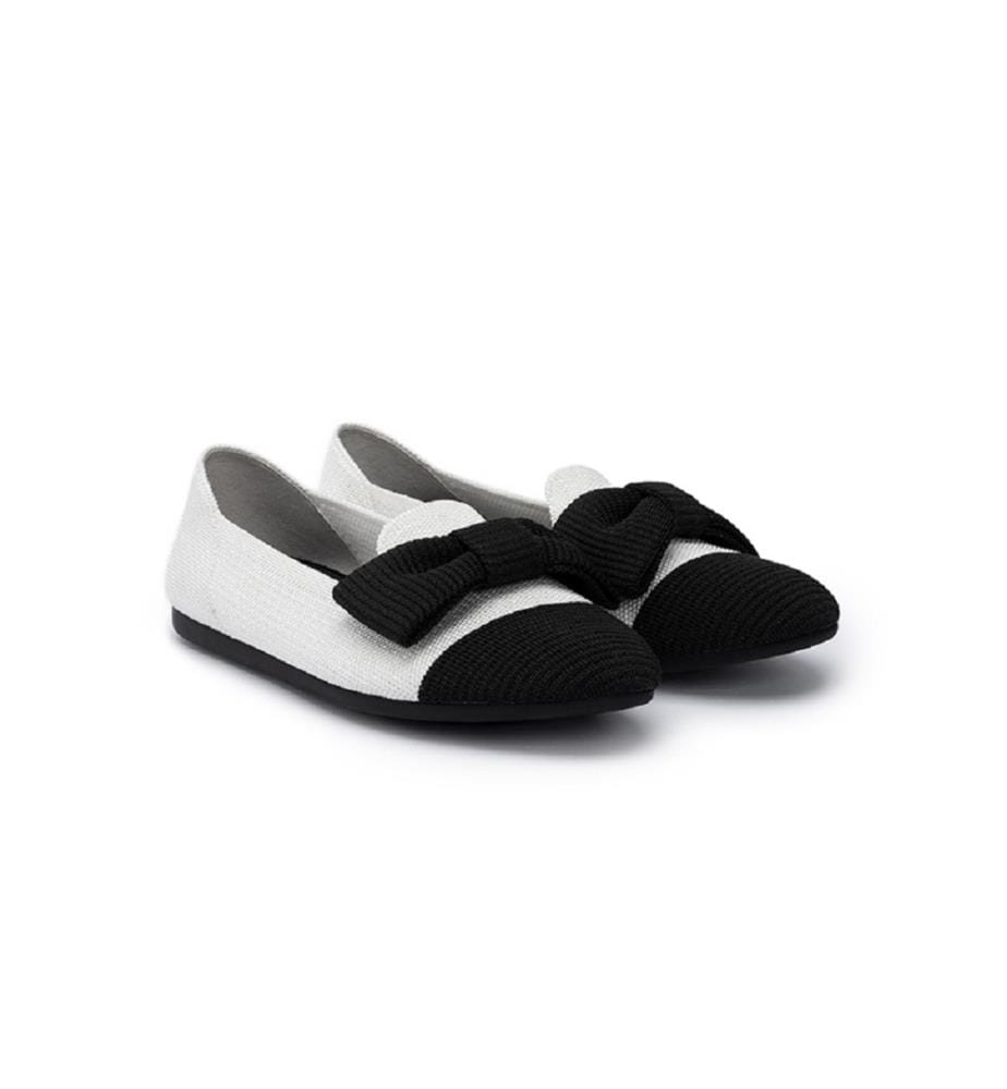Knitted loafers with bow - White