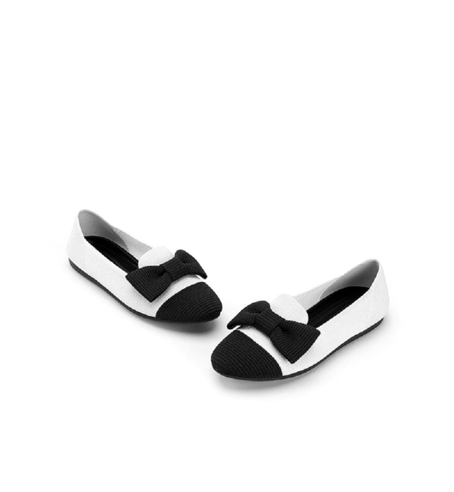 Knitted loafers with bow - White