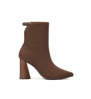 Sock boots with block heel - Café