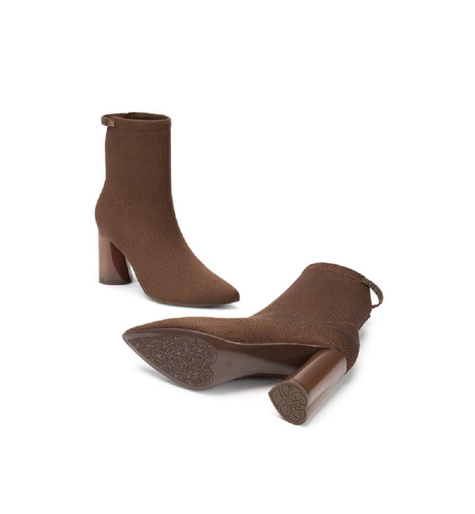Sock boots with block heel - Café