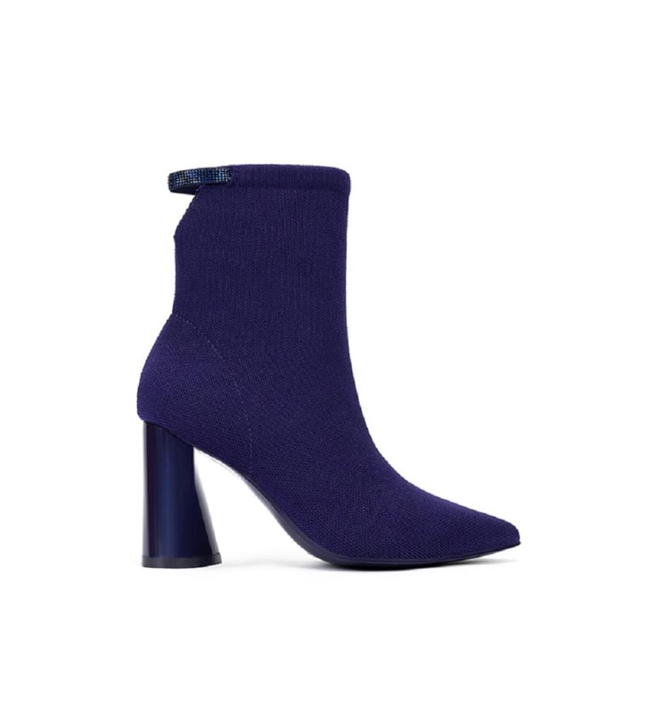 Sock boots with block heel - Purple