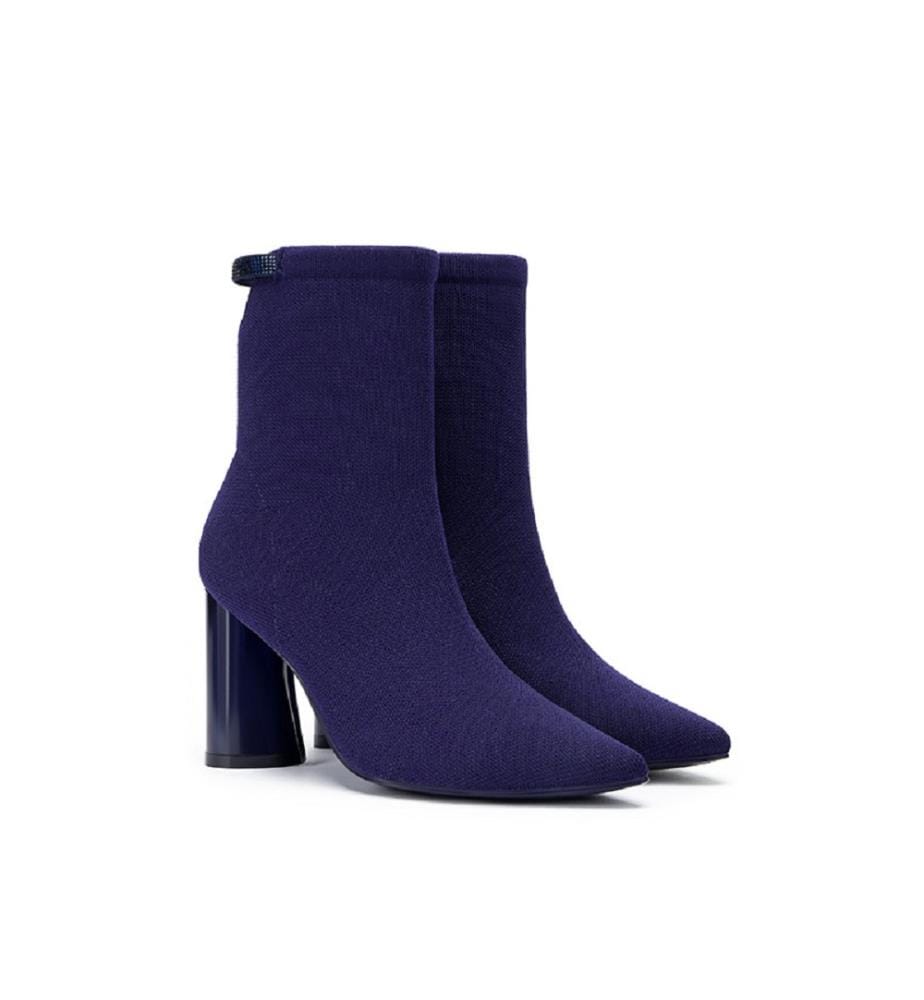 Sock boots with block heel - Purple