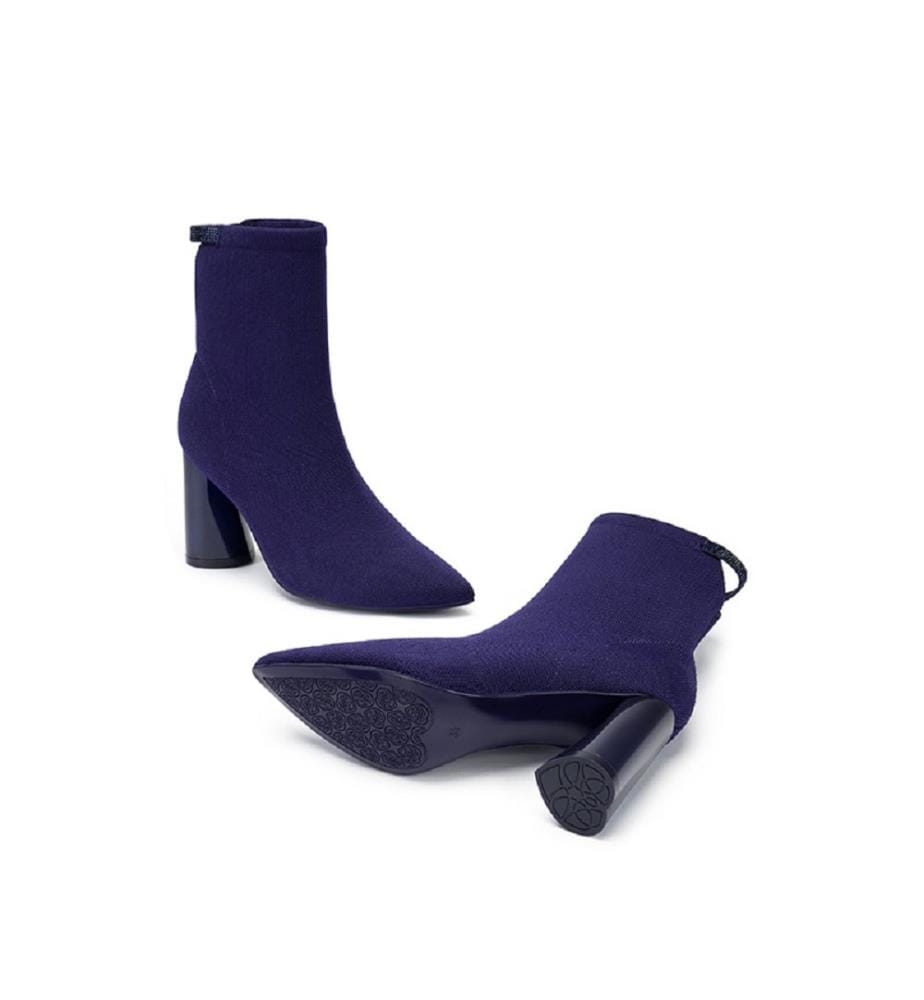 Sock boots with block heel - Purple