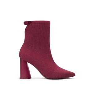 Sock boots with block heel - Bordeaux