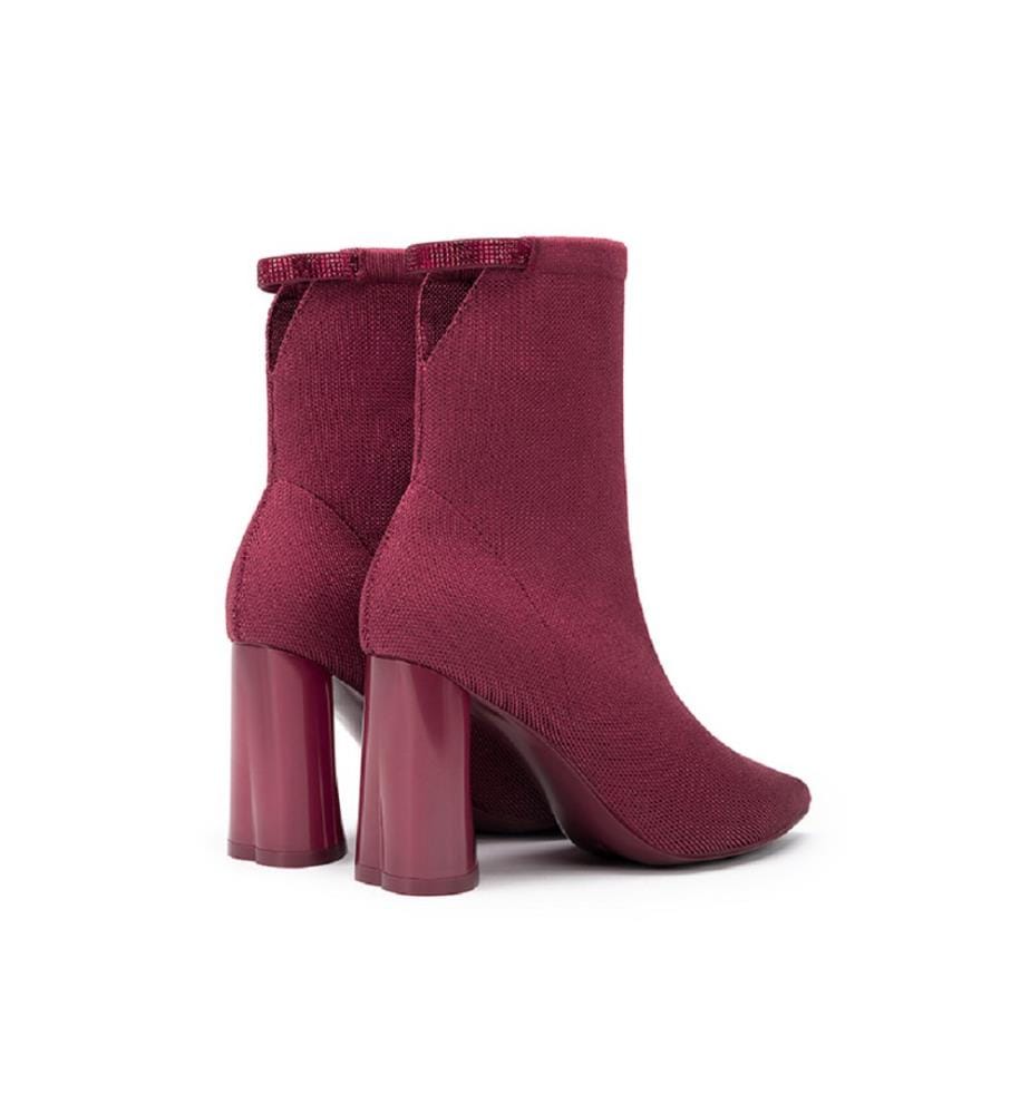 Sock boots with block heel - Bordeaux