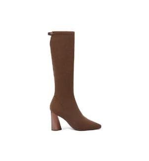 High stretch boots with block heel - Coffee