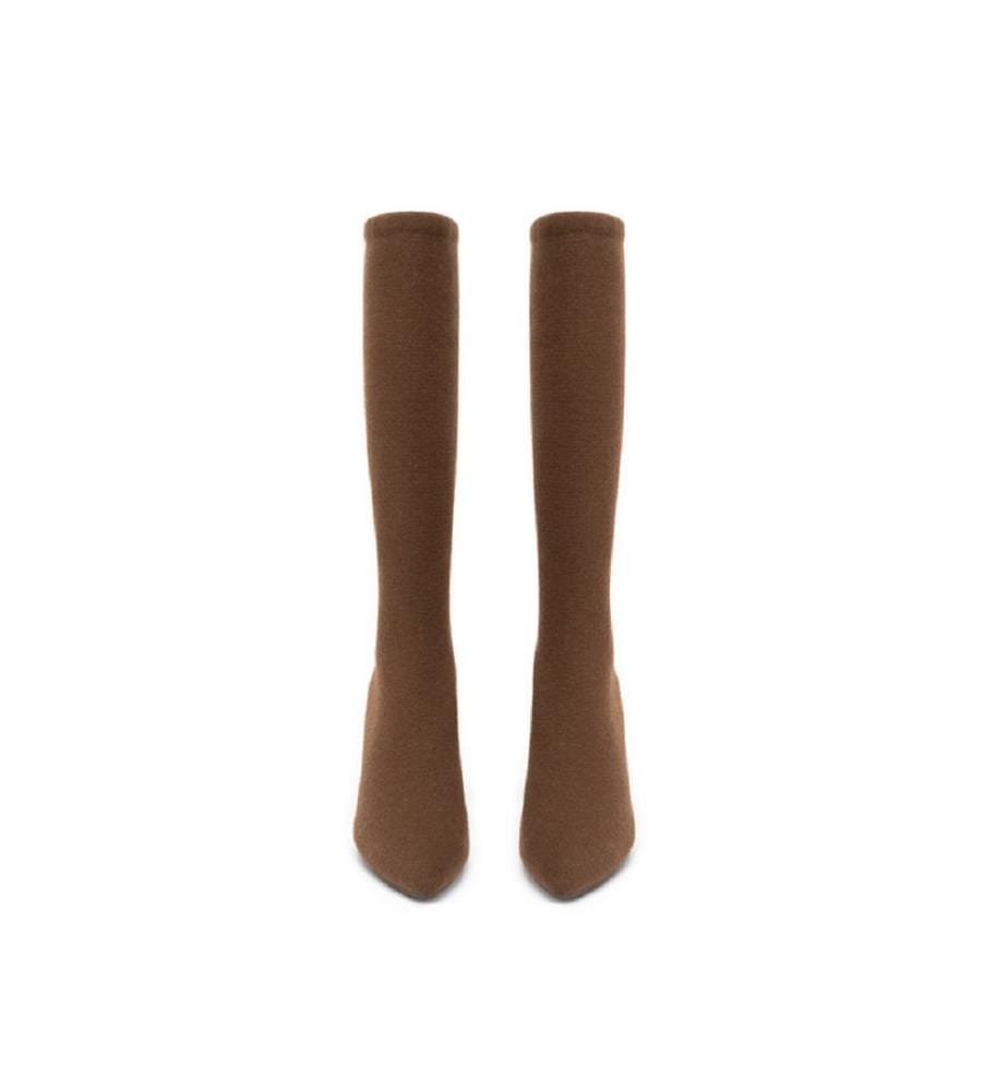 High stretch boots with block heel - Coffee