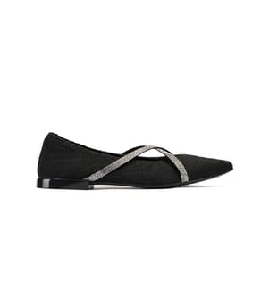 Ballerinas with elegant rhinestone straps - Black