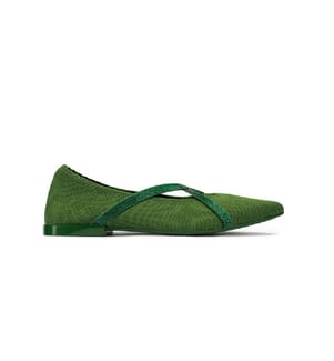Ballerinas with elegant rhinestone straps - Green