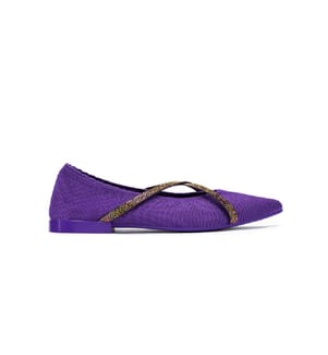 Elegant rhinestone-strap ballerinas - Violet
