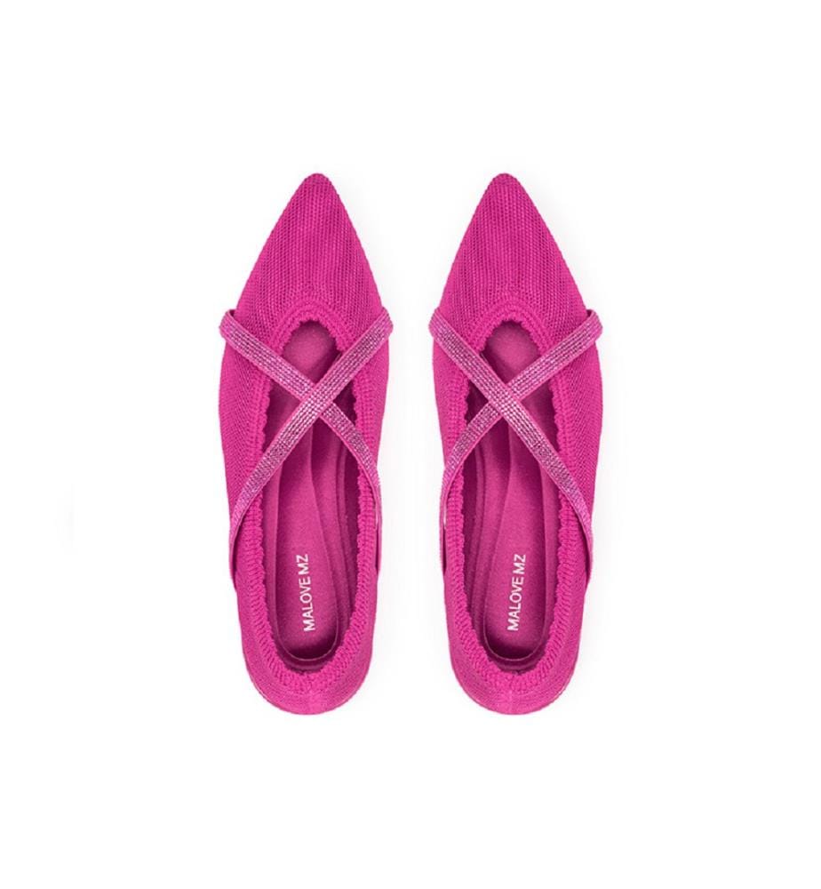 Ballerine con eleganti cinturini in strass - Rosa