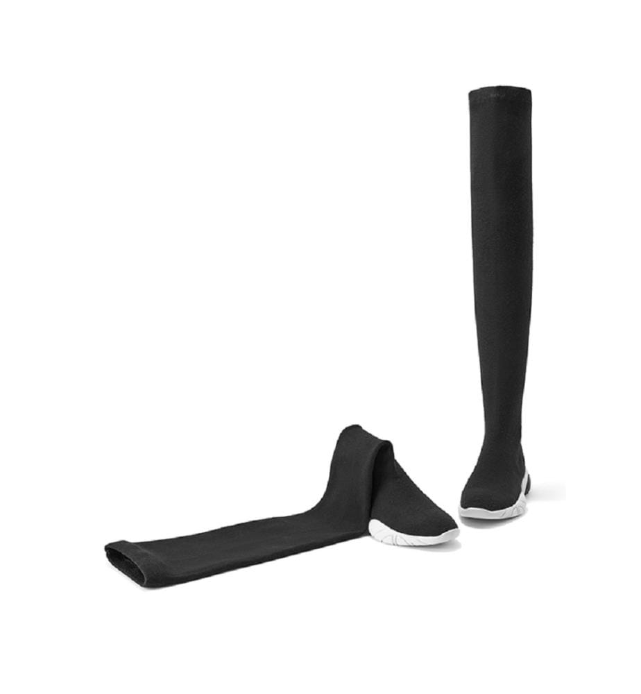 Thermal sneaker thigh boots - Black