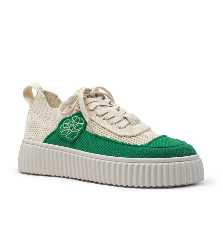 Baskets plateforme en maille - Vert