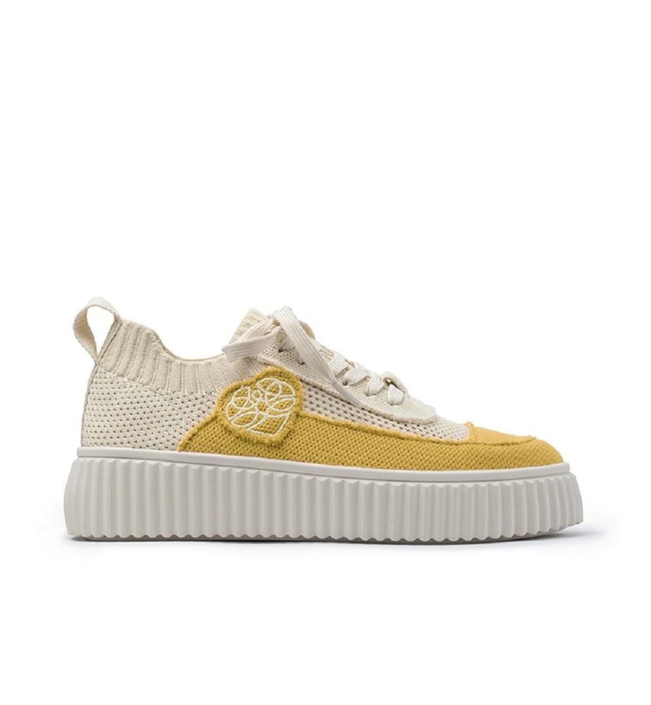Baskets plateforme en maille - Jaune