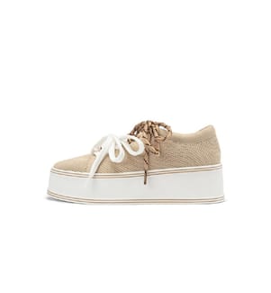 Platform sneakers with double laces - Apricot