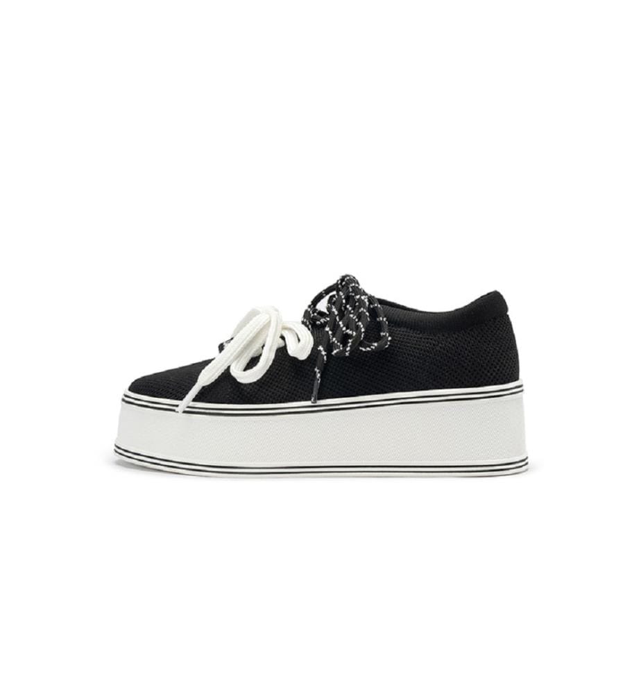 Platform sneakers with double laces - Black
