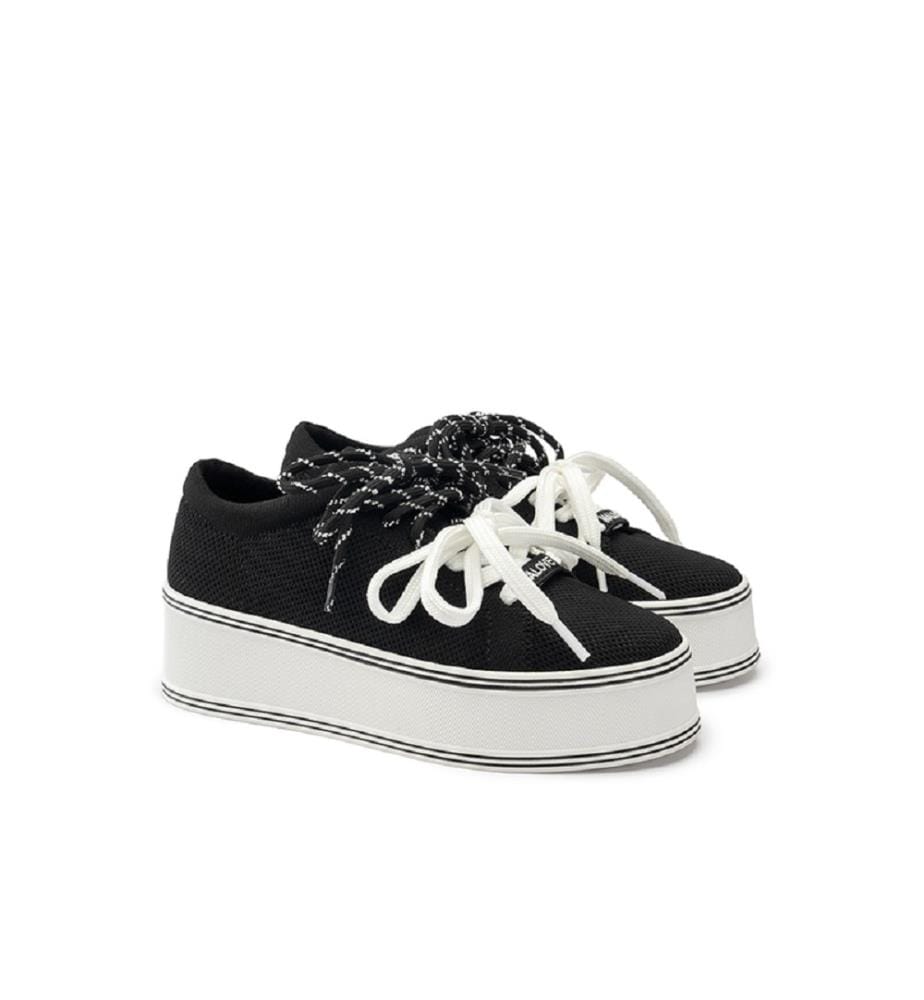 Platform sneakers with double laces - Black