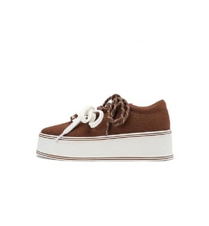 Platform sneakers with double laces - Café