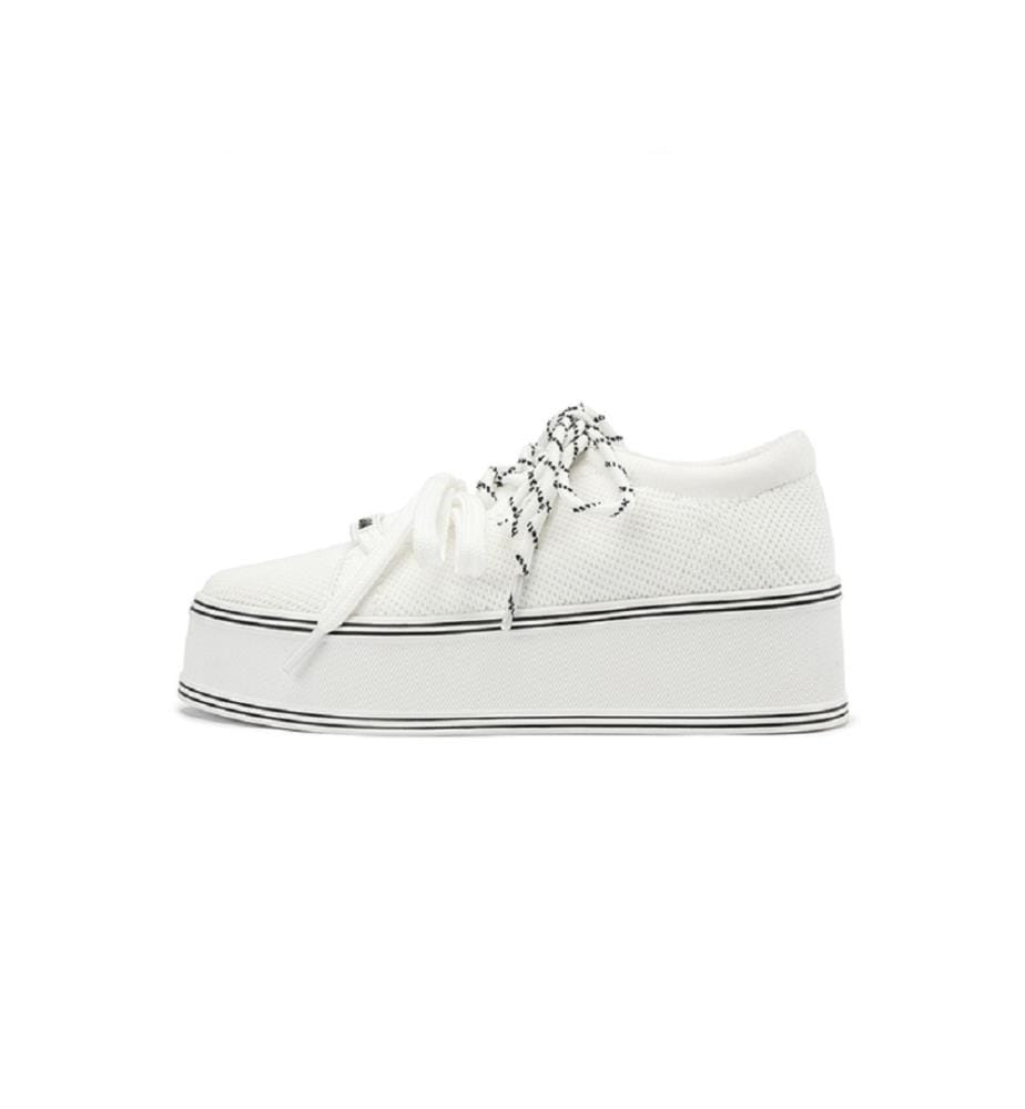 Platform sneakers with double laces - White