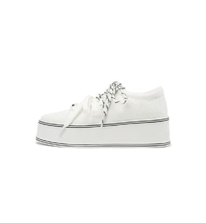 Platform sneakers with double laces - White
