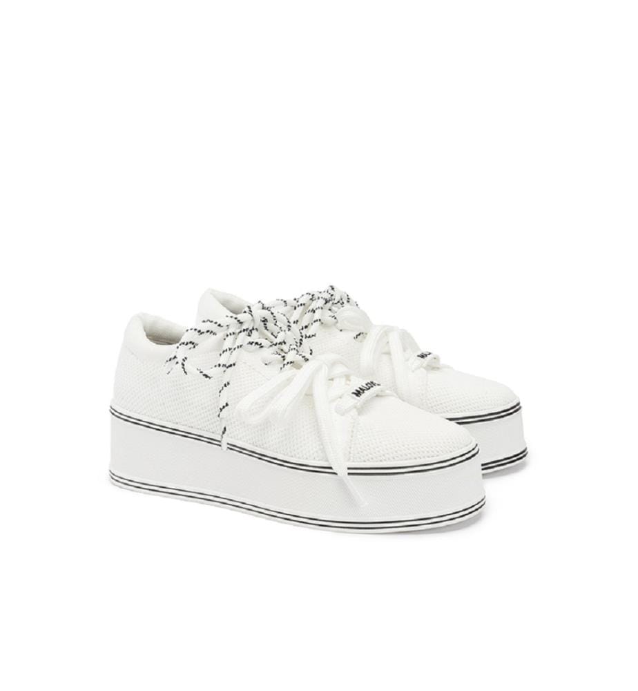 Platform sneakers with double laces - White