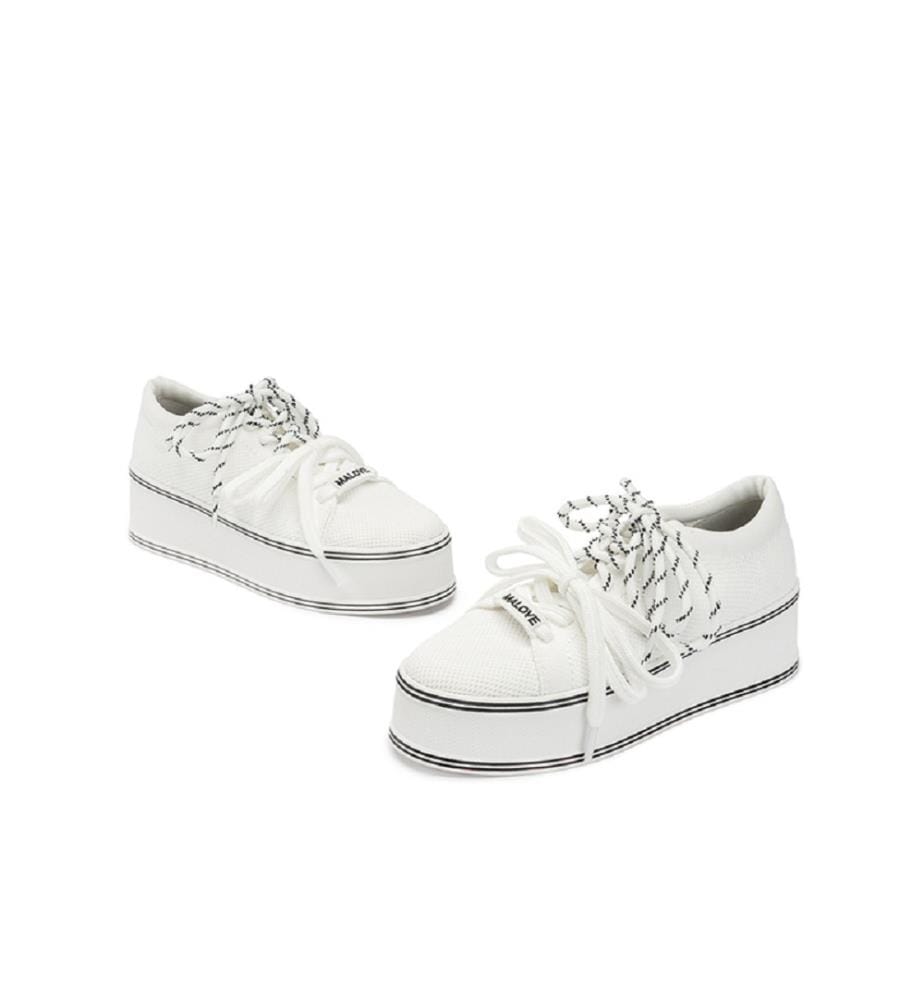 Platform sneakers with double laces - White