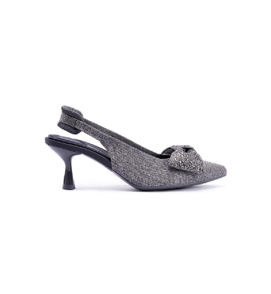 Slingback pumps with rhinestone bow - Grey