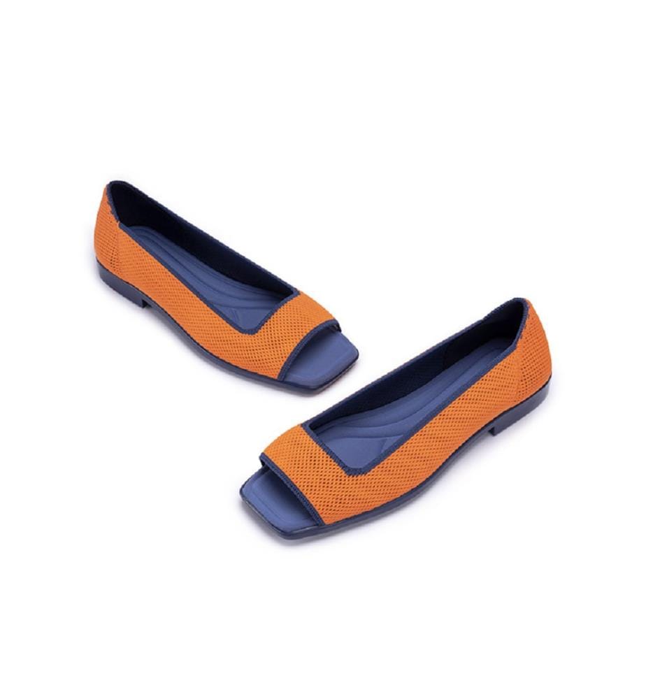 Sandali aperti in maglia colorblock - Arancione
