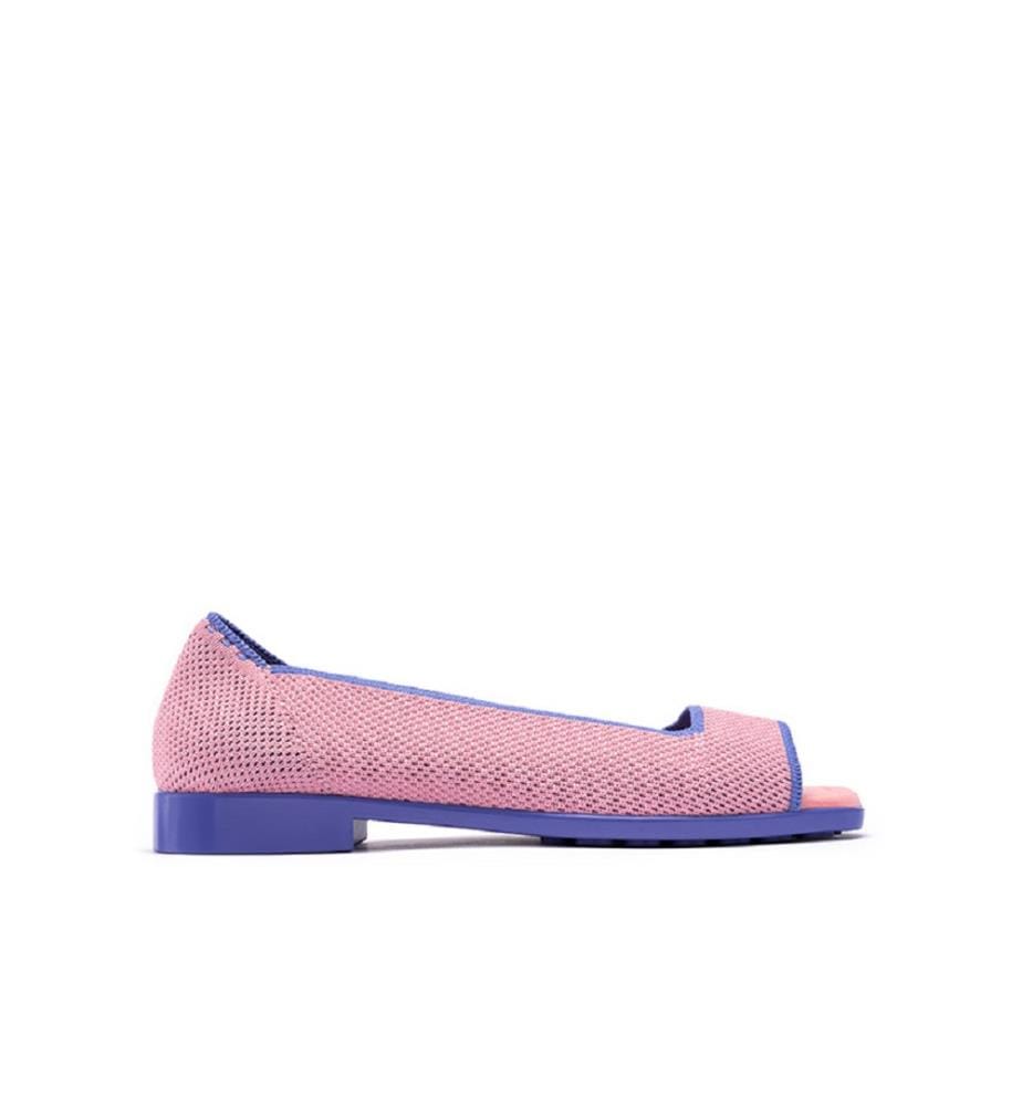 Sandali aperti in maglia colorblock - Rosa