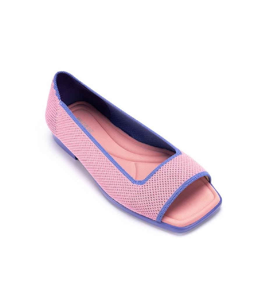 Sandali aperti in maglia colorblock - Rosa