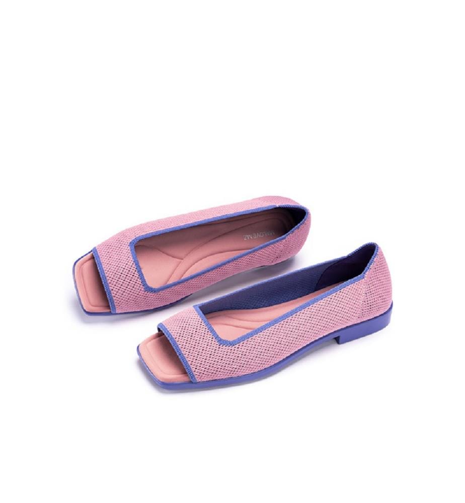 Sandali aperti in maglia colorblock - Rosa