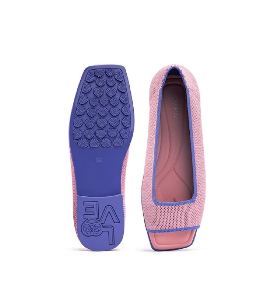 Sandali aperti in maglia colorblock - Rosa
