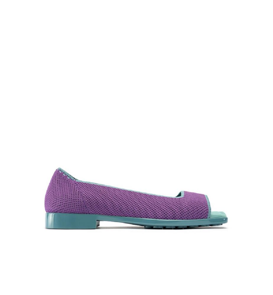 Sandali aperti in maglia colorblock - Viola