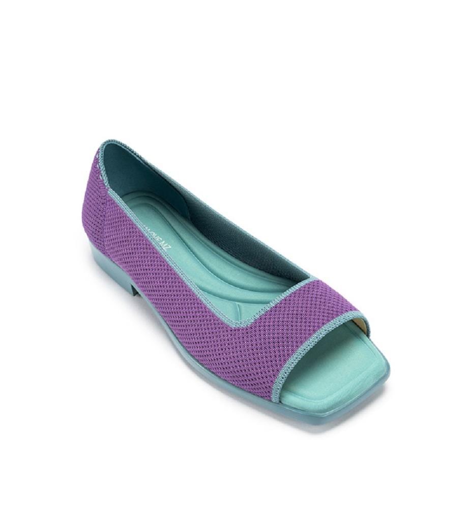Sandali aperti in maglia colorblock - Viola