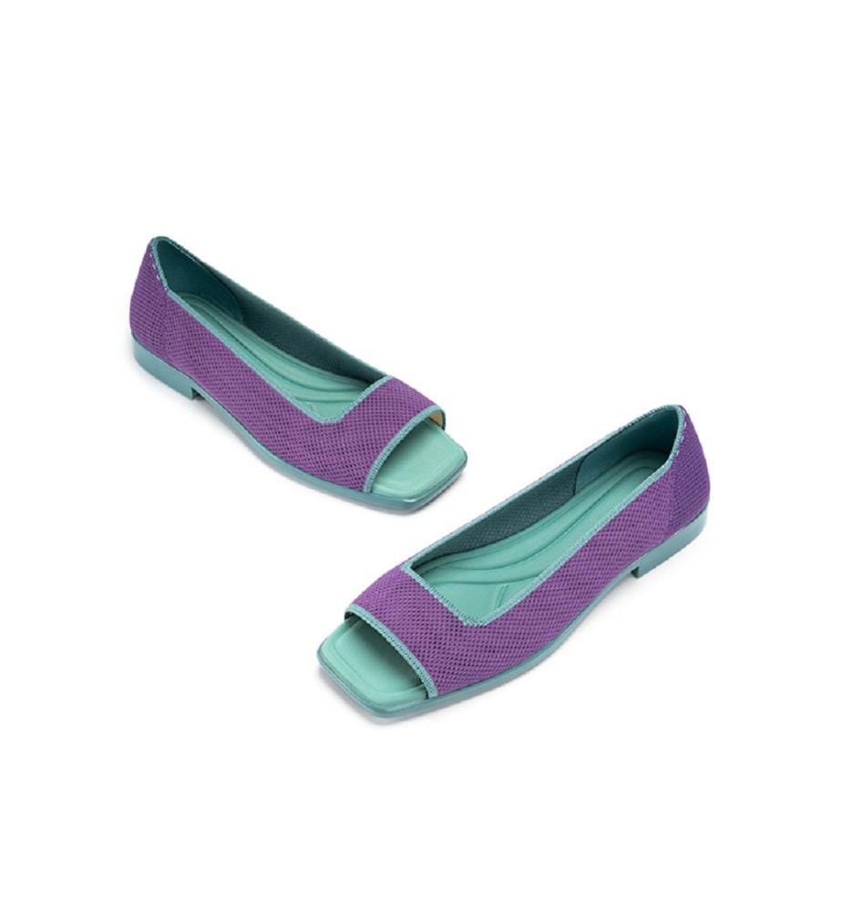 Sandali aperti in maglia colorblock - Viola