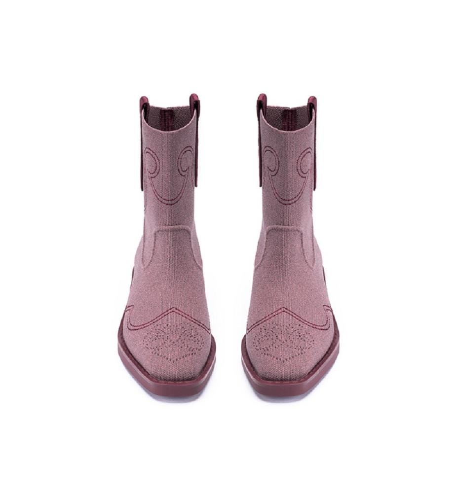 Mesh cowboy boots - Mauve