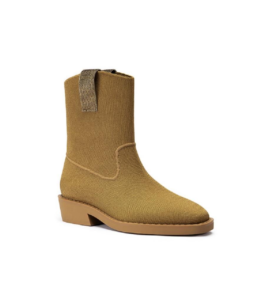 Vintage ankle boots with block heel - Tan